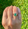 1 Carat Emerald and Baguett Diamond Halo Ring in 14k Gold-ASSAY-ASSAY