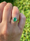 1 Carat Emerald and Baguett Diamond Halo Ring in 14k Gold-ASSAY-ASSAY