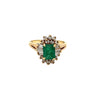 1 Carat Emerald and Baguett Diamond Halo Ring in 14k Gold