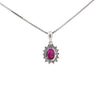 1 Carat Oval Cut Ruby & Diamond Halo Pendant Necklace in 14K White Gold