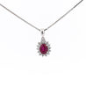 1 Carat Oval Cut Ruby & Diamond Halo Pendant Necklace in 14K White Gold