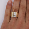 1 Carat Round & Baguette Cut Diamond & 18K Gold Matte Mens Ring