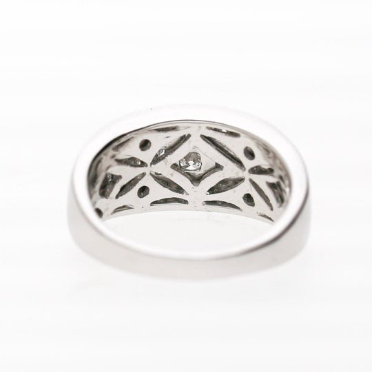 1 Carat Round & Baguette Diamond Channel Set Platinum 3 Row Band Ring