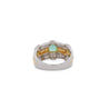 1 Carat Square Cut Emerald and Diamond Platinum & 18K Gold Ribbed Ring