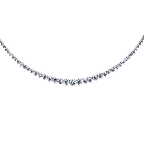 10-30 Carat Total Diamond 14K White Gold Graduating Riviera Tennis Necklace