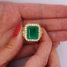 10 Carat Colombian Emerald & Diamond Halo Split Shank in 18K Gold Statement Ring