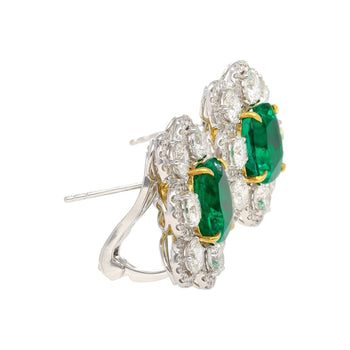 10 Carat Colombian Emerald GRS Certified Cushion Cut Diamond Earrings – Assay Jewelers