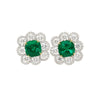 10 Carat Colombian Emerald GRS Certified Cushion Cut Diamond Earrings
