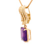 10 Carat Emerald Cut Amethyst and Diamond Pave 18K Gold Drop Pendant