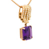 10 Carat Emerald Cut Amethyst and Diamond Pave 18K Gold Drop Pendant