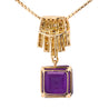 10 Carat Emerald Cut Amethyst and Diamond Pave 18K Gold Drop Pendant