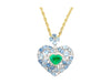 10 Carat Heart-Shape Colombian Emerald, Aquamarine, and Diamond 18K Necklace