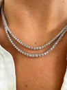 10 Carat Natural Diamond Two Strand Riviera Graduated Tennis Necklace Platinum