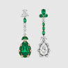 10 Carat Natural Emerald and Diamond Mirrored Drop Earrings in 18K Gold