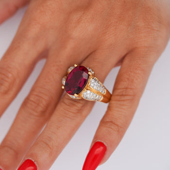 10 Carat Rubellite Tourmaline Diamond 18K Gold Vintage Cocktail Ring – Assay Jewelers