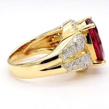 10 Carat Rubellite Tourmaline Diamond 18K Gold Vintage Cocktail Ring – Assay Jewelers