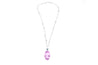 100 Carat Oval Cut Pink Kunzite with Aquamarine & Diamond Pendant in 18K White Gold