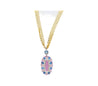 100 Carat Oval Cut Pink Kunzite with Aquamarine & Diamond Pendant in 18K White Gold-Pendants-ASSAY