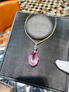 100 Carat Oval Cut Pink Kunzite with Aquamarine & Diamond Pendant in 18K White Gold-Pendants-ASSAY