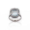 10.04 Carat Aquamarine Cushion Checkerboard Cut & Diamond Halo Platinum Ring