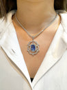 10.36 Carat Oval Cut No Heat Sri Lanka Blue Sapphire Drop Pendant Necklace-Necklace-ASSAY