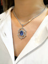 10.36 Carat Oval Cut No Heat Sri Lanka Blue Sapphire Drop Pendant Necklace