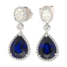 10.38 Carat Blue Sapphire and Diamond 18K White Gold Drop Earrings-Earrings-ASSAY