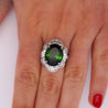 10.47 Carat Green Oval Cut Tourmaline & Diamond in Platinum Cocktail Ring