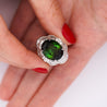 10.47 Carat Green Oval Cut Tourmaline & Diamond in Platinum Cocktail Ring