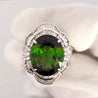 10.47 Carat Green Oval Cut Tourmaline & Diamond in Platinum Cocktail Ring