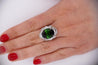 10.47 Carat Green Oval Cut Tourmaline & Diamond in Platinum Cocktail Ring