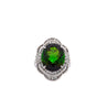 10.47 Carat Green Oval Cut Tourmaline & Diamond in Platinum Cocktail Ring