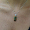 10.52 Carat Forrest Green Tourmaline Emerald Cut 18K Gold Pendant Necklace