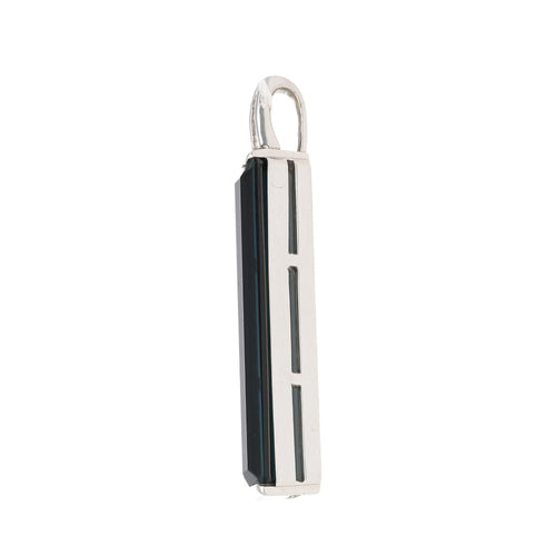 10.66 Carat Indicolite Tourmaline Platinum Vertical Bar Pendant