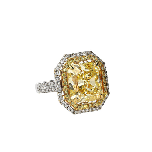 10.88 Carat Radiant Cut Fancy Yellow Diamond | GIA Certified