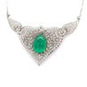 11 Carat Cabochon Drop Emerald and Diamond Floral Filigree Platinum Necklace