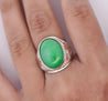 11 Carat Grade A Jadeite Jade Fei Cui Bezel Set Unisex Solitaire Ring