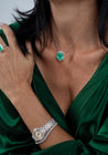 11.54 carat Colombian Emerald and Baguette Diamond Pendant in Platinum