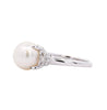 11mm White Cultured Pearl and Round Cut Diamonds in Filigree Platinum Ring