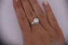 11mm White Cultured Pearl and Round Cut Diamonds in Filigree Platinum Ring