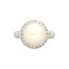 Ring SouthSea White Pearl and Round Cut Pave Diamond مقاس 12.3 مم من الذهب الأبيض عيار 18 قيراطًا