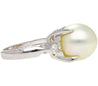 12.5mm South Sea Pearl and Diamond Platinum Three Stone Ring