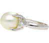 12.5mm South Sea Pearl and Diamond Platinum Three Stone Ring