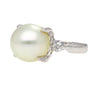 12.5mm South Sea Pearl and Diamond Platinum Three Stone Ring