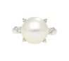 12.5mm South Sea Pearl and Diamond Platinum Three Stone Ring