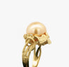 12.8mm Golden South Sea Pearl and Round Cut Diamonds Ring in 18k Yellow Gold