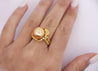 12.8mm Golden South Sea Pearl and Round Cut Diamonds Ring in 18k Yellow Gold