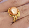 12.8mm Golden South Sea Pearl and Round Cut Diamonds Ring in 18k Yellow Gold