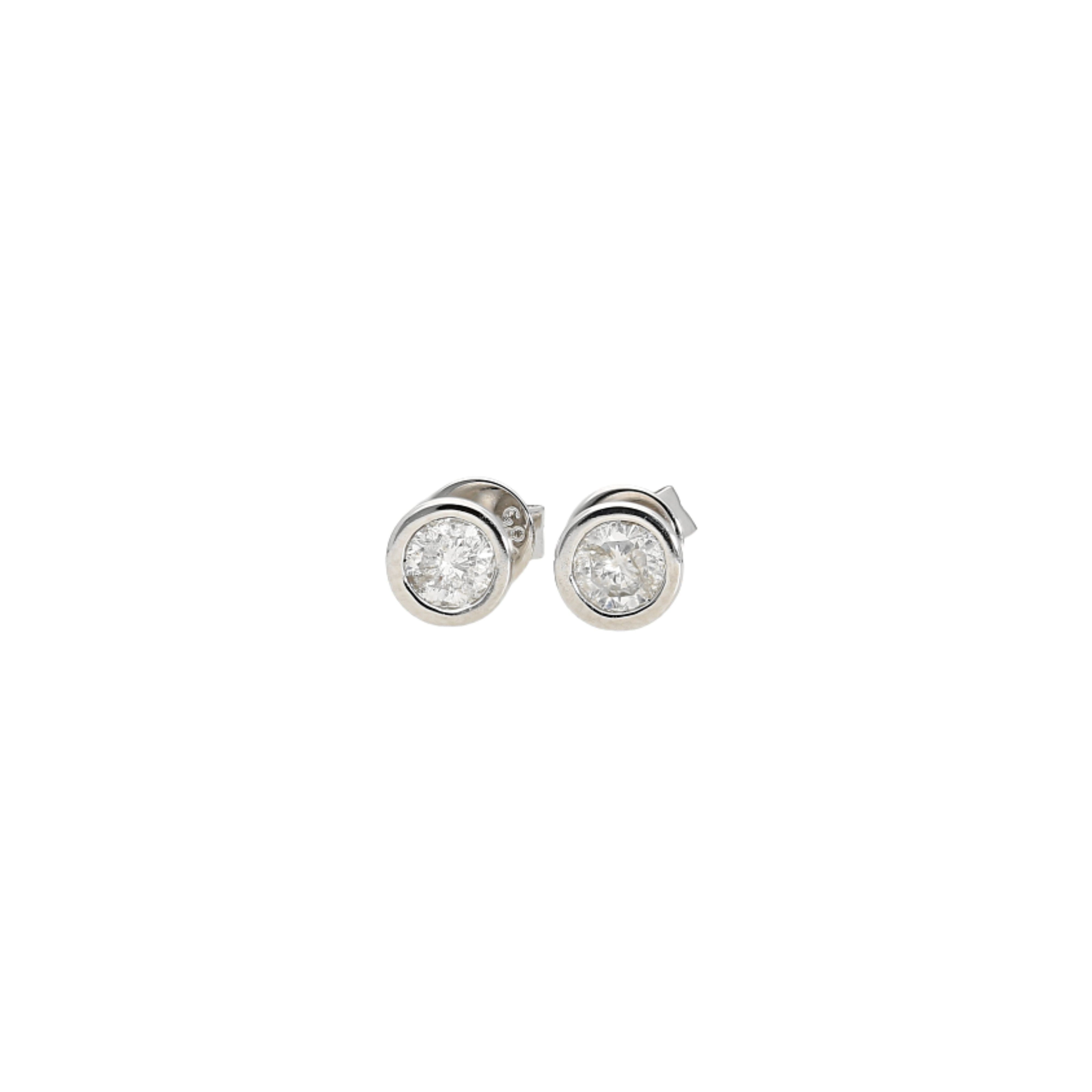 3 CTTW Bezel Set Natural Diamond Stud Earrings in 14k White Gold | 3.5 MM-Earrings-ASSAY