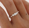 1/3 Carat Natural Diamond Mini 3-Stone Curved Ring in 14K White Gold